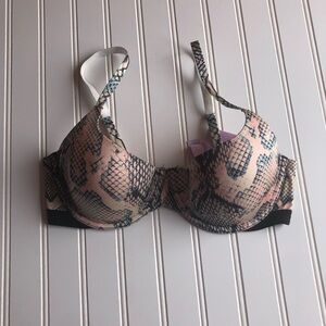 SAVAGE X FENTY  SNAKE SKIN PRINT UNDERWIRE LIGHTLY LINED ADJUSTABLE BRA SZ 36C
